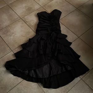 Black ruffle strapless dress